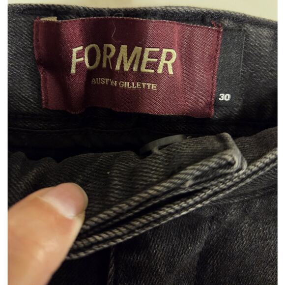 Former Brand Austyn Gillette Pants Mens 30 Black Denim Skate Logo Cropped Y2K - Picture 3 of 15